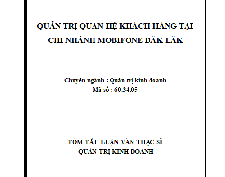 Quản trị quan hệ khách hàng tại chi nhánh MobiFone Đắk Lắk