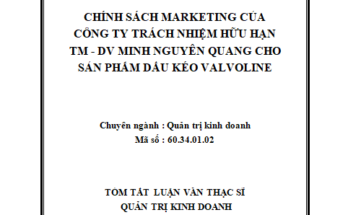 Chính sách marketing của Công ty TNHH TM-DV Minh Nguyên Quang cho sản phẩm dầu kéo Valvoline