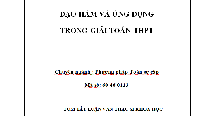 Đạo hàm và ứng dụng trong giải toán THPT