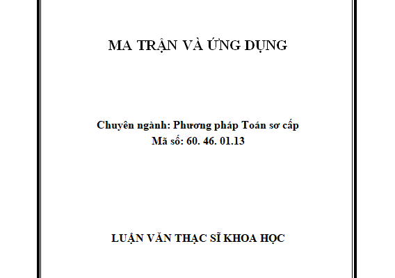 MA TRẬN VÀ ỨNG DỤNG