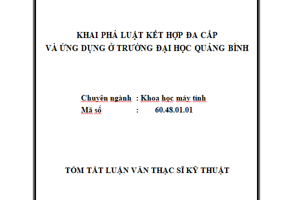 Khai phá luật kết hợp đa cấp và ứng dụng ở trường Đại học Quảng Bình