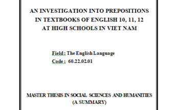 An investigation into English prepositions in textbooks of English 10 11 12 at high schools in Vietnam