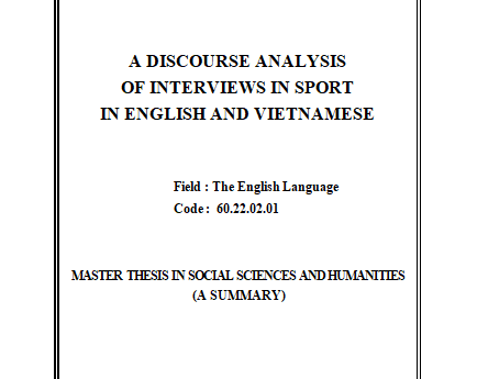 A discourse analysis of interviews in sport in English and Vietnamese
