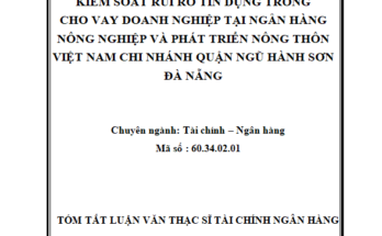 Kiểm soát rủi ro tín dụng trong cho vay doanh nghiệp tại Ngân hàng Nông nghiệp và Phát triển Nông thôn Việt Nam