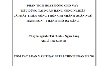 Phân tích hoạt động cho vay tiêu dùng tại Ngân hàng Nông nghiệp và Phát triển Nông thôn chi nhánh Quận Ngũ Hành Sơn