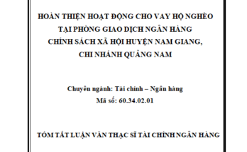 Hoàn thiện hoạt động cho vay hộ nghèo tại phòng giao dịch Ngân hàng Chính sách xã hội huyện Nam Giang