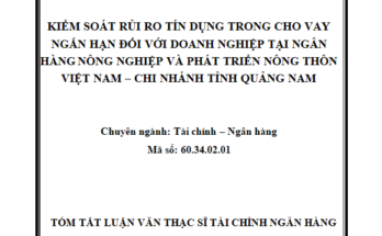 Kiểm soát rủi ro tín dụng trong cho vay ngắn hạn đối với doanh nghiệp tại Ngân hàng nông nghiệp và phát triển nông thôn Việt Nam