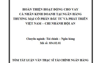 Hoàn thiện hoạt động cho vay cá nhân kinh doanh tại Ngân hàng thương mại cổ phần đầu tư và phát triển Việt Nam