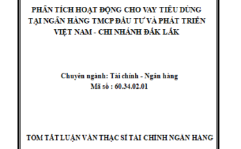 Phân tích hoạt động cho vay tiêu dùng tại Ngân hàng TMCP Đầu tư và Phát triển Việt Nam