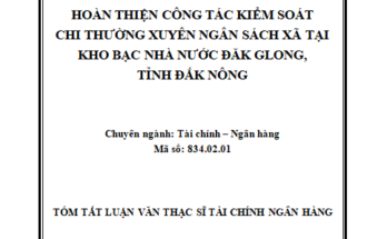 Hoàn thiện kiểm soát chi thường xuyên ngân sách xã tại Kho bạc Nhà nước