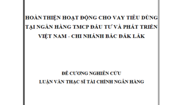 Hoàn thiện hoạt động cho vay tiêu dùng tại Ngân hàng thương mại cổ phần Đầu tư và phát triển Việt Nam