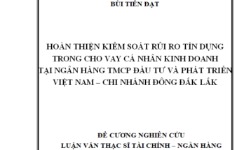 Hoàn thiện kiểm soát rủi ro tín dụng trong cho vay cá nhân kinh doanh tại ngân hàng TMCP Đầu tư và Phát triển Việt Nam