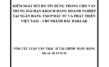 Kiểm soát rủi ro tín dụng trong cho vay trung dài hạn doanh nghiệp tại ngân hàng thương mại cổ phần đầu tư và phát triển Việt Nam