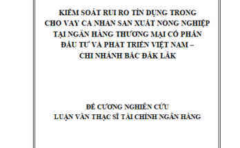 Kiểm soát rủi ro tín dụng trong cho vay cá nhân sản xuất nông nghiệp tại ngân hàng TMCP Đầu tư và Phát triển Việt Nam