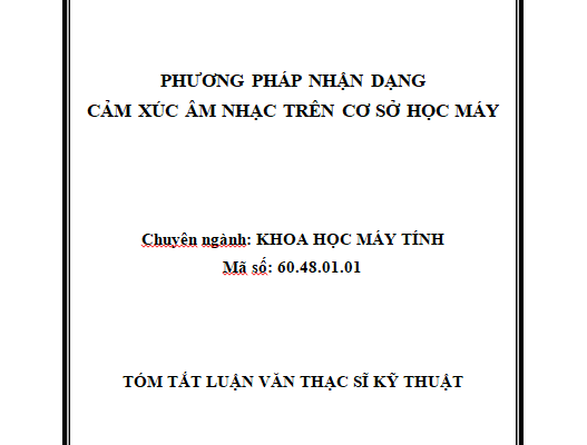 Phương pháp nhận dạng cảm xúc âm nhạc trên cơ sở học máy