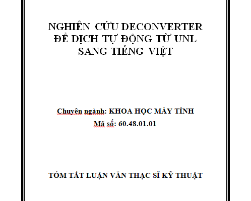 Nghiên cứu DeConverter để dịch tự động từ UNL sang tiếng Việt