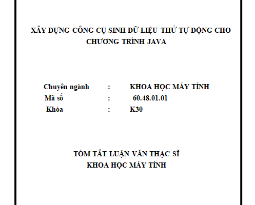 Xây dựng công cụ sinh dữ liệu thử tự động cho chương trình Java