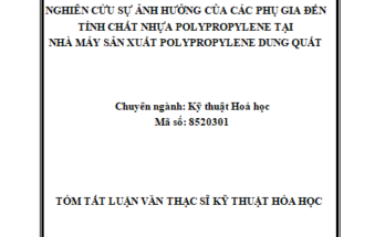NGHIÊN CỨU SỰ ẢNH HƯỞNG CỦA CÁC PHỤ GIA ĐẾN TÍNH CHẤT NHỰA POLYPROPYLENE TẠI NHÀ MÁY SẢN XUẤT POLYPROPYLENE DUNG QUẤT