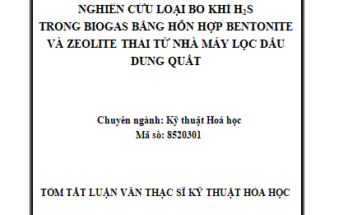 Nghiên cứu loại bỏ khí H2S trong biogas bằng hỗn hợp bentonite và zeolite thải từ Nhà máy lọc dầu Dung Quất