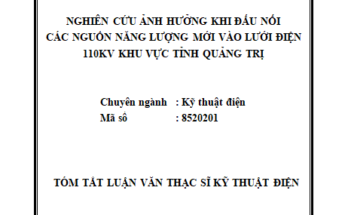 Nghiên cứu ảnh hưởng khi đấu nối các nguồn năng lượng mới vào lưới điện 110kV khu vực tỉnh Quảng Trị