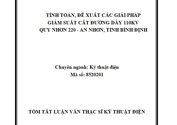 Tính toán đề xuất các giải pháp giảm suất cắt đường dây 110kV Quy Nhơn 220 - An Nhơn