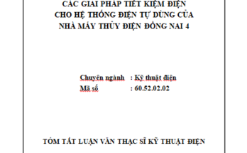 Các giải pháp tiết kiệm điện cho hệ thống điện tự dùng của Nhà máy Thủy điện Đồng Nai 4