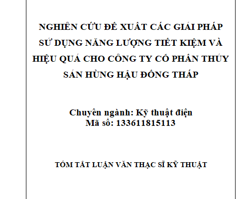 Nghiên cứu đề xuất các giải pháp sử dụng năng lượng tiết kiệm và hiệu quả