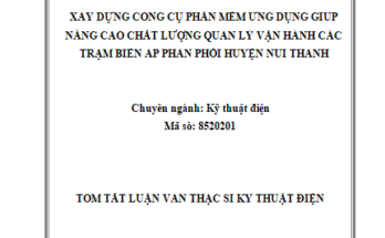 Xây dựng công cụ phần mềm ứng dụng giúp nâng cao chất lượng quản lý vận hành các trạm biến áp phân phối huyện Núi Thành