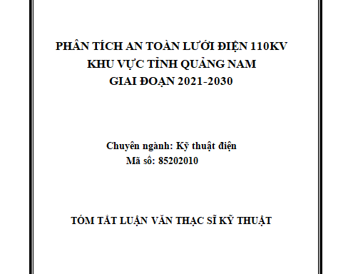 Phân tích an toàn lưới điện 110kV khu vực tỉnh Quảng Nam giai đoạn 2021-2030
