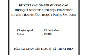 Đề xuất các giải pháp nâng cao hiệu quả kinh tế lưới điện phân phối huyện Tiên Phước thuộc tỉnh Quảng Nam