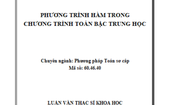 PHƯƠNG TRÌNH HÀM TRONG CHƯƠNG TRÌNH TOÁN BẬC TRUNG HỌC