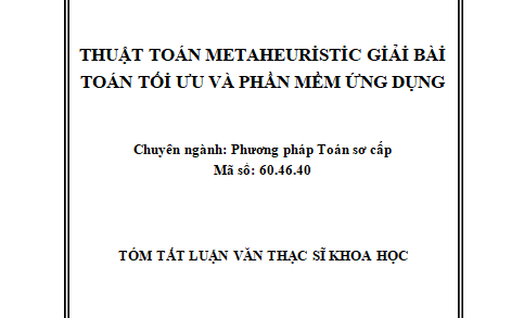 Thuật toán Metaheuristic giải bài toán tối ưu và phần mềm ứng dụng