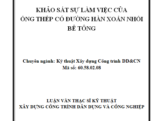 Khảo sát sự làm việc của cột ống thép có đường hàn xoắn nhồi bê tông