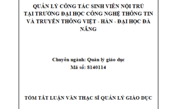 Quản lý công tác sinh viên nội trú tại Trường Đại học Công nghệ Thông tin và Truyền thông Việt – Hàn - Đại học Đà Nẵng
