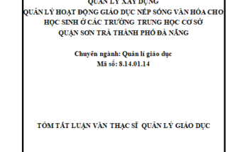 Quản lý hoạt động giáo dục nếp sống văn hóa cho học sinh ở các trường THCS quận Sơn Trà thành phố Đà Nẵng