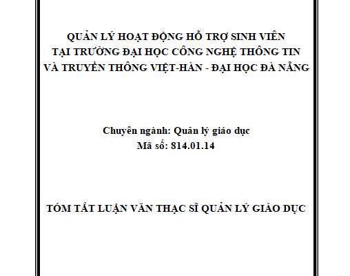 Quản lý hoạt động hỗ trợ sinh viên tại Trường Đại học Công nghệ Thông tin và Truyền thông Việt-Hàn - Đại học Đà Nẵng