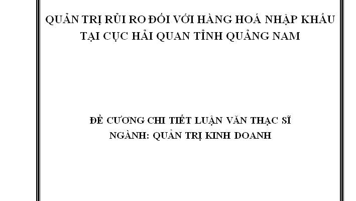 Quản trị rủi ro đối với hàng hoá nhập khẩu tại Cục Hải quan tỉnh Quảng Nam
