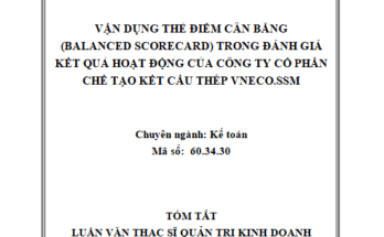 Vận dụng thẻ điểm cân bằng (Balance Scorecard) trong đánh giá kết quả hoạt động của công ty Cổ phần chế tạo kết cấu thép Vneco.ssm