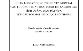 Quản lý hoạt động tổ chuyên môn tại các trường THCS thị xã Điện Bàn tỉnh Quảng Nam đáp ứng yêu cầu đổi mới giáo dục phổ thông