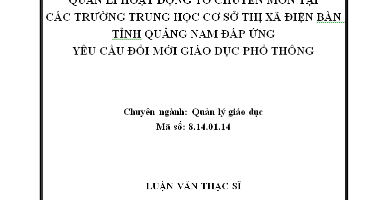 Quản lý hoạt động tổ chuyên môn tại các trường THCS thị xã Điện Bàn tỉnh Quảng Nam đáp ứng yêu cầu đổi mới giáo dục phổ thông