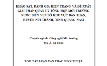 Khảo sát đánh giá hiện trạng và đề xuất giải pháp quản lý tổng hợp môi trường nước biển ven bờ khu vực Bàn Than