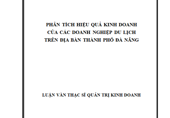 Phân tích hiệu quả kinh doanh của các doanh nghiệp du lịch trên địa bàn thành phố Đà Nẵng