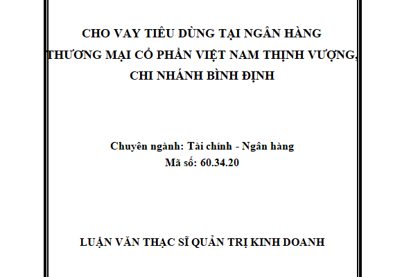 Cho vay tiêu dùng tại ngân hàng thương mại cổ phần Việt Nam Thịnh Vượng(VPBank) - Chi nhánh Bình Định