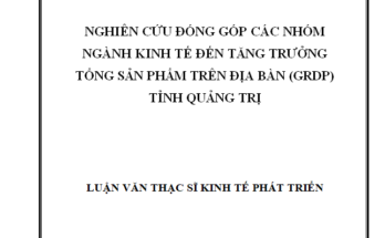 Nghiên cứu đóng góp các nhóm ngành kinh tế đến tăng trưởng tổng sản phẩm trên địa bàn (GRDP) tỉnh Quảng Trị