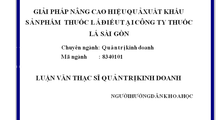 Giải pháp nâng cao hiệu quả Xuất khẩu sản phẩm thuốc lá điếu tại Công ty TLSG