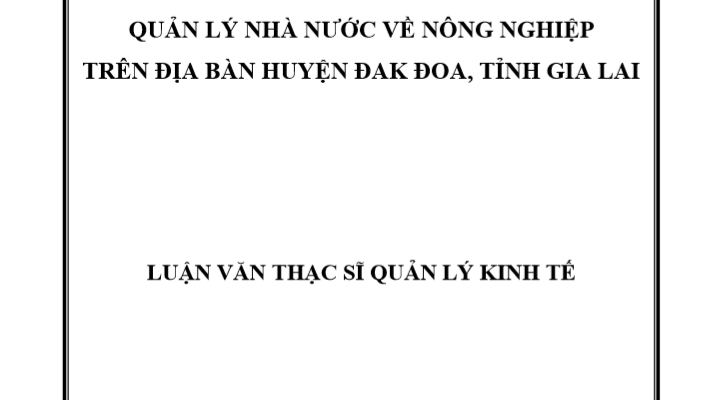 Quản lý Nhà nƣớc về nông nghiệp trên địa bàn huyện Đak Đoa