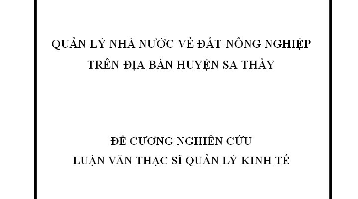 Quản lý Nhà nước về đất nông nghiệp trên địa bàn huyện Sa Thầy
