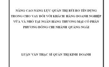 Nâng cao năng lực quản trị rủi ro tín dụng trong cho đối với khách hàng doanh nghiệp vừa và nhỏ tại Ngân hàng TMCP Phương Đông – Chi nhánh Quảng Ngãi