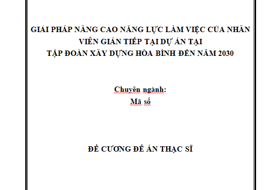 Giải pháp nâng cao năng lực làm việc của nhân viên gián tiếp tại dự án tại Tập đoàn xây dựng Hòa Bình đến năm 2030