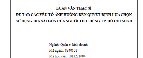 Các yếu tố ảnh hưởng đến quyết định lựa chọn sử dụng bia Sài Gòn của người tiêu dùng TP Hồ Chí Minh